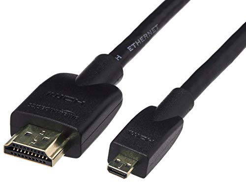 Amazon Basics Câble souple micro HDMI vers HDMI de 1.8 m, Noir pour Télévision