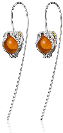✦ Geschenke für Frauen ✦Springlight Silber Ohrringe Damen 925 Ohrringe Physalis Früchte Ohrringe Hängend Natürlicher Stein Handmade Schmuck Jugendweihe Geschenke Mädchen.