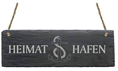 Schiefertafel HEIMATHAFEN Schild Türschild Schiefer - 22 x 8 cm