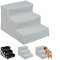 Relaxdays Hundetreppe 3 Stufen, kleine & große Hunde, Bett & Couch, Stoffbezug, Tiertreppe innen, HBT 30x35x45 cm, grau