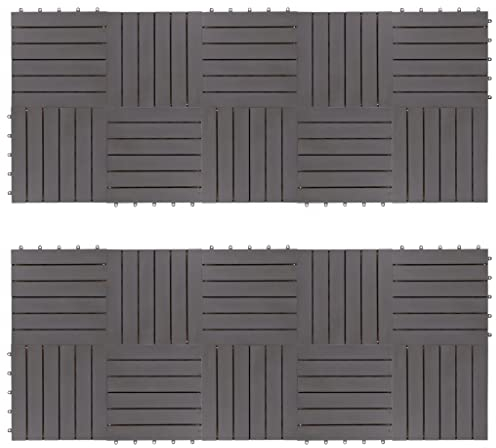 vidaXL 20x Madera Maciza Acacia Baldosas de Terraza Losa Pegatinas Azulejo de Suelo Tierra Balcón Porche Decoración Adorno Pasillos Jardín Gris