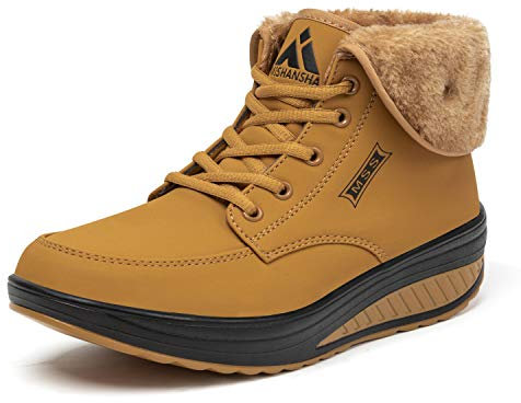 Mishansha Stivali da Neve Donna Impermeabile Piattaforma Stivali Donna Scarpe Dimagranti Foderati di Pelliccia Snow Boots giallo 40