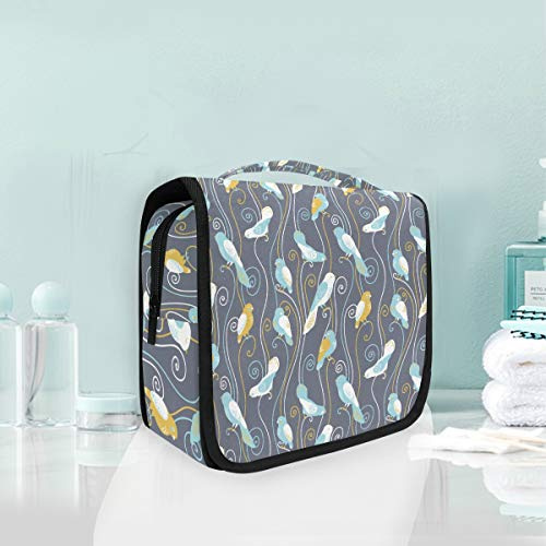 Blauer Vogel Kunst Kulturbeutel Hängend Faltbar Mädchen Kulturtasche Toilettentasche Toiletttasche Makeup Tasche Kosmetiktasche für Frauen Mädchen Damen