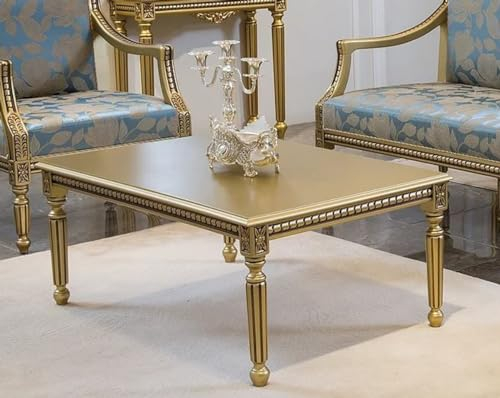 Casa Padrino Luxus Barock Couchtisch Gold 110 x 70 x H. 46 cm - Eleganter Massivholz Wohnzimmertisch im Barockstil - Barock Wohnzimmer Möbel