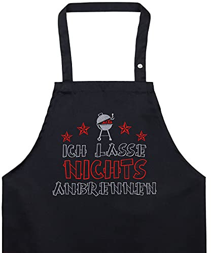 EXPRESS-STICKEREI BBQ Grillschürze - Lustige Kochschürze für Grillfans - Verstellbare Latzschürze für Männer/Frauen - Küchenschürze mit Spruch Ich lasse nichts anbrennen - Grillschürze