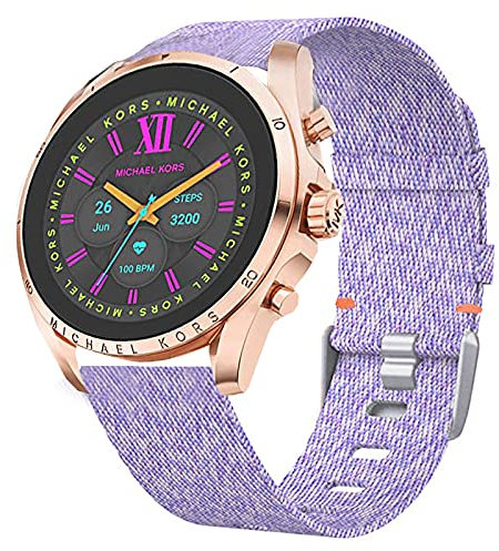Lamshaw Compatible for Michael Kors Gen 6 Band, Breathable Nylon Woven Fabric Replacement Strap Compatible for Michael Kors Gen 6 Bradshaw Smartwatch/MK Gen 6 Bradshaw 2021 (Purple)