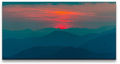 Paul Sinus Leinwandbild 120x60cm Berge Natur Sonnenuntergang roter Himmel Atemberaubend