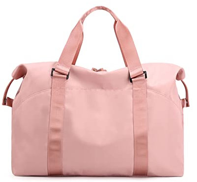 PORRASSO Sac de Voyage pour Femme Sac de Sport Grande Sac de Fitness Gym Sac à Main Sacs de Lavage Travel Duffel Bag pour Natation Sport Rose