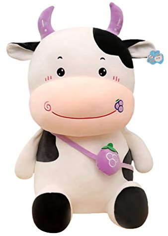 ABOOFAN 1stk Jahr des Ochsen Plüschtier Stofftiere Geschenk Statuendekor Kuscheltier Pompones De Porristas Plüschtiere Obstdekor Spielzeug Kind Violett Satin-Jacquard Erröten Perlmutt