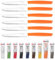 Dc Casa Set Coltelli da Tavola Punta Tonda 6 Pezzi - Coltelli da Tavola in Acciaio Inox, Perfetti per Ogni Occasione (Arancio)