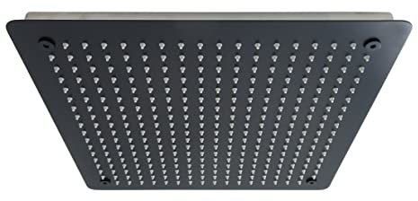 vanvilla Duschkopf Edelstahl Regenduschkopf flächenbündig Regendusche Regenbrause Brausekopf 60cm x 60cm schwarz matt beschichtet
