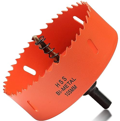 Scie-cloche 105 mm pour bois et métal, coupe-trou circulaire bimétallique avec profondeur de coupe de 35 mm pour acier, fonte, aluminium, contreplaqué, acrylique, PVC/UPVC