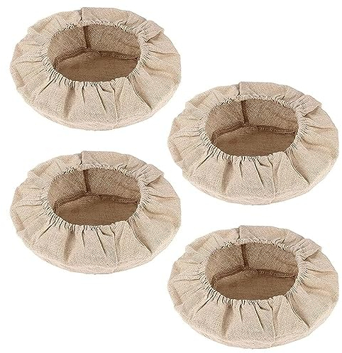SEABABOO 4PCS Forro de Tela para Canasta Forro de Lino para Suministros de Horneado Forro de La Canasta de Prueba Redonda Cesta De Pan Cubierta De Tela forro de la cesta de la prueba los 23*23*8cm