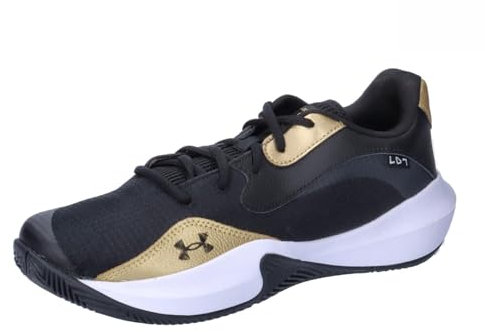 Under Armour Unisex UA Lockdown 7 Low Basketball Schuhe, Black/Metallic Gold/Black, 40 EU