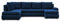 Mebligo - Ecksofa mit Schlaffunktion und Bettkasten Tokio II PRO, 300 cm Breit, Wohnzimmer Eckcouch Ottomane Links, Sofa Velour mit Bettfunktion - Sofa Dunkelblau (Kronos 09)