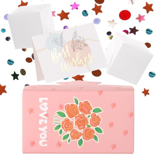 Überraschungs Umschlag, Pop Up Karte Valentinstag DIY Faltbare Überraschungsgeschenkbox Geld Explosion Geschenkbox mit Konfetti Pop-Up Geschenkboxen für Geburtstag Jubiläum