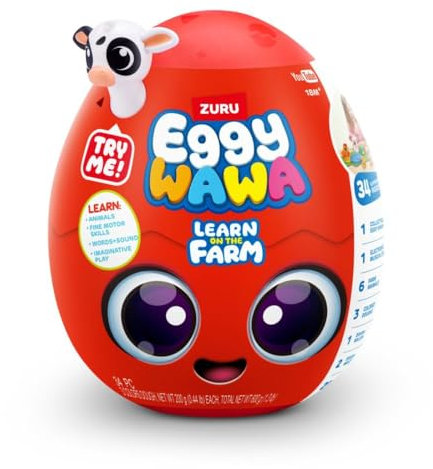 Eggy Wawa Learn on The Farm by ZURU, Pre-K Interactive Baby and Toddler Learning Toy with Music, Education, Motor Function