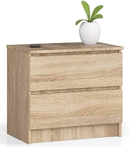 Home Collective Kommode mit Zwei Schubladen, elegant, für minimalistische Innenräume, 60x40x55cm, Wohnzimmer, Schlafzimmer, Flur, Schrank, Sideboard, Highboard, viel Stauraum, Sonoma
