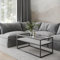 URBNLIVING Glass Display Top Coffee Table with Steel Frame Reversible Wooden Storage Shelf