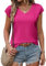 Zeagoo T Shirt Femme Manches Courtes Broderie ajourée Haut Eté V Décolleté Manches Ailes Débardeur Léger Aérien Rose Vif L