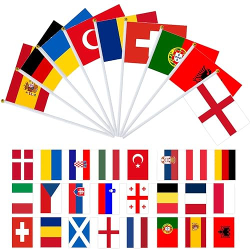 16pcs Women's Euro 2025 Flags, Women's European Football Flag, Small Flag for Womens Euro, Womens Euro 2025 Football Party Decoration for Footballs Events, Clubs, Garden, Street Party Decoration
