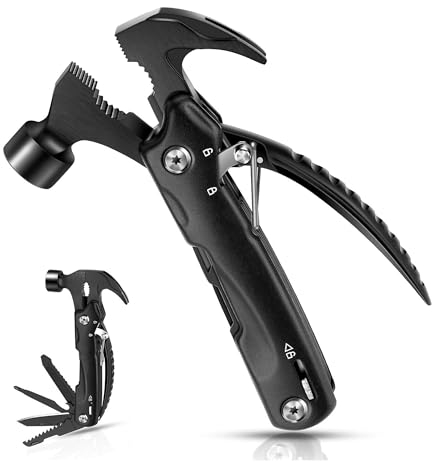 Hammer Multitool Birthday Gifts for Men - Cool Unique Gifts for Men Who Have Everything - Compact DIY Survival Multi Tool - Backpacking & Camping Accessories - Gadget Gifts