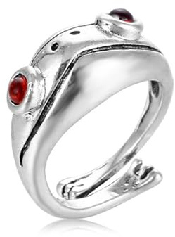 Crymystal Punk Frosch Ring 3d Frosch Knöchel Ring Silber Frosch Stapel Ring Bohemian Style Frosch Finger Ring Tier offene Ringe Verstellbare Ringe Cool Ring Schmuck für Frauen Mädchen Geschenke