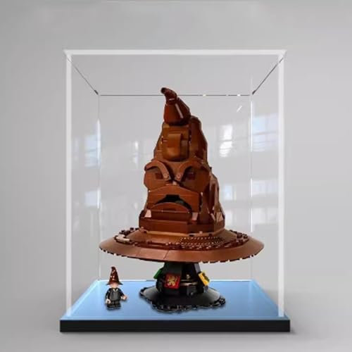 Acryl-Vitrine für Lego 76429 Magic Cap Modell, staubdichte transparente Acryl-Vitrine, Aufbewahrungsbox (Modell nicht im Lieferumfang enthalten) (schwarzer Sockel)