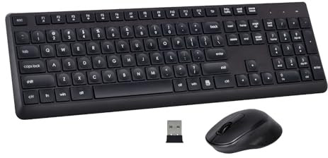 Neepoolock Tastiera e mouse wireless silenziosa, CQ108, set di tastiera silenziosa con 2,4 Ghz per PC, laptop, Windows/Mac (nero)