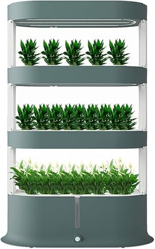 GYDUHYE 4 Layers Hydroponics Growing System, Indoor Herb Garden Kit with Remote Control & LED Grow Light, Aquaponics Grow System Nursery Pots, for Herbs Fruits Vegetables (Color:Green)