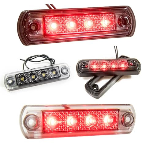 Web Truck Begrenzungslicht SLIM, Markierungsleuchte SLIM, DARK Graphite, Sparset Umrissleuchte rot 12/24V Begrenzungsleuchte Positionsleuchte dünn 2 Stücke Auto Bus LKW PKW ATV Wohnwagen Anhänger