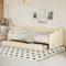 Sapgaks Gepolstertes Schlafsofa, 90 x 200 cm, Multifunktionsbett mit Rückenlehne und Armlehnen, mit 2 Schubladen, Kinderbett aus PU-Stoff, Beige (Matratze nicht im Lieferumfang enthalten)