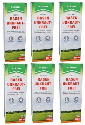 Dr. Stäher Dicotex Rasen Unkrautfrei Unkrautvernichter - Heinrichs Agrar Sparpack 6x 500 ml für 6x 500 m² - Herbizid Unkrautvernichter