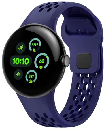 NewJourney Silikon Armband Kompatibel mit Google Pixel Watch 3 45mm Weiches Atmungsaktives Wasserdichtes Sport Ersatzarmband für Pixel 3 Watch Band 45mm Damen Herren(Original Blau)