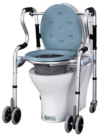 Portable Commode Chair with Padded Toilet Seat Shower Chair on Wheels for Elderly Pregnant Women and Disabled Shower Transport Chair