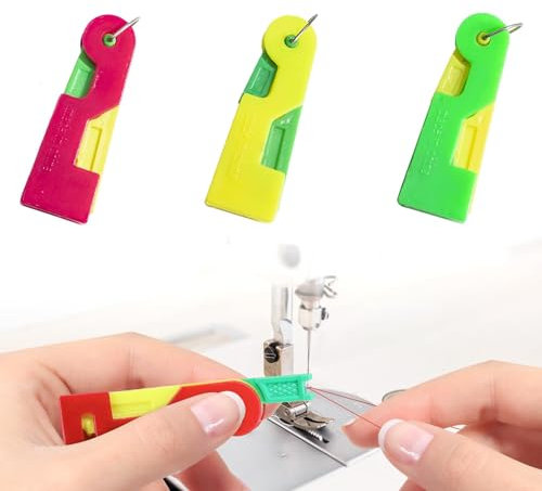 3 Pcs Automatic Needle Threader, Plastic Sewing Machine Needle Threader, Simple Needle Threaders Hand Sewing Automatic Needle Threaders for Hand Sewing and DIY Threading Tool(Random Color)