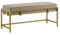 BETTSO - Elegante Sitzbank LAMO - Polsterbank mit Metalbeinen - Moderner Bettbank - Garderobenbank - Sitzhocker Wohnzimmer, Schlafzimmer, Flur - Metalfarbe Gold - Stofffarbe Dunkelbeige - 100x35x45cm