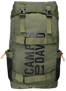 Camp David Herren Rucksack mit Logo Design Khaki