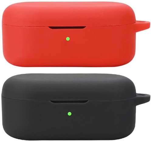 Akanry 2 Piezas Compatible con la Funda para Auriculares OPPO Enco Buds2 Pro, [Admite Carga inalámbrica] [Funda 4tectora a Prueba de Golpes] Funda tectora de Silicona para Auriculares (Black Red)