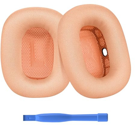 Ersatz Ohrpolster für AirPods Max Kopfhörer von MMOBIEL - Memory- Schaumstoff und Mesh Gewebe Kopfhörer Ohrpolster - Kopfhörer Ersatzpolster – Orange