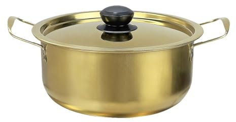 F Fityle Korean Ramen Cooking Pot Kimchi Soup Pot Portable with Cover Ramyun Cooker Seafood Troop Cooker for Hiking Eggs Pasta Ramyun, 18cm