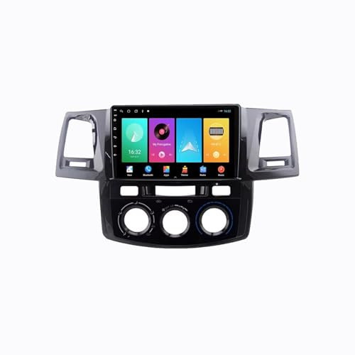 9 Android 15 Pantalla Táctil Radio 2 DIN Coche Pantalla para Toyota Fortuner Hilux 2012-2015 con Enlace Espejo/GPS/FM/BT/Ventilador de refrigeración/Reproductor Multimedia(4+64G)