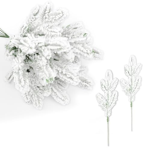 15 Stück Künstliche Tannenzweige mit Schnee,Tannenzweige Künstlich Deko | 28cm Weihnachten Kiefer Picks,Tannengrün,Schneemattierte Weihnachtszweige,Künstliche Zweige für Weihnachtsdeko,Kranz,Basteln