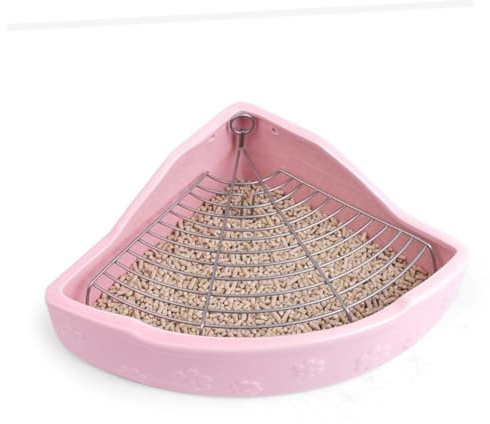 Keramik Haustiertoilette, Biss, Leicht zu Reinigen, 20x16,5x7,5cm Rosa | Meerschweinchen Toilette, Haustier Reinigungstoilette für Training, Praktisches Becken aus Keramik, Tierbedarf