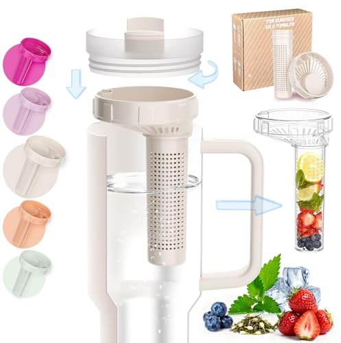Stanley Tea Infuser for 30oz & 40oz Tumbler,Stanley cup Accessories | Rotating Lock for Leak-Proof Tea, Fruit & Cold Brew | Reusable, BPA-Free, Dishwasher Safe (Cream 2.0, For 30 Ounces)