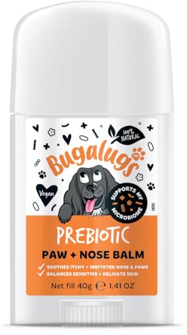 Bugalugs Prebiotic Dog nose balm, Natural lick safe Paw balm for dogs contains Pumpkin Powder for itchy skin and supports your dogs Microbiome (Prebiotic Paw & Nose Balm)