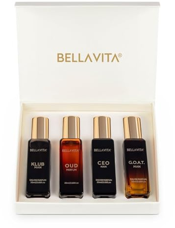 Luxury Long-Lasting Men Gift Set | 4x20ml Premium Parfums für Männer | Woody, Citrus & Oud Scents | Geschenk für Him