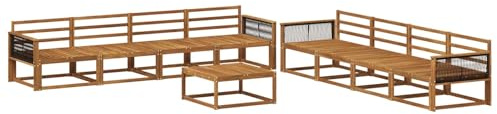 vidaXL Outdoor-Sofagarnitur 9 pcs Natur Massivholz Akazie, Garten-Sofa Set, modulare Lounge für draussen, wetterfestes Mobiliar, robuster Pool-Bereich