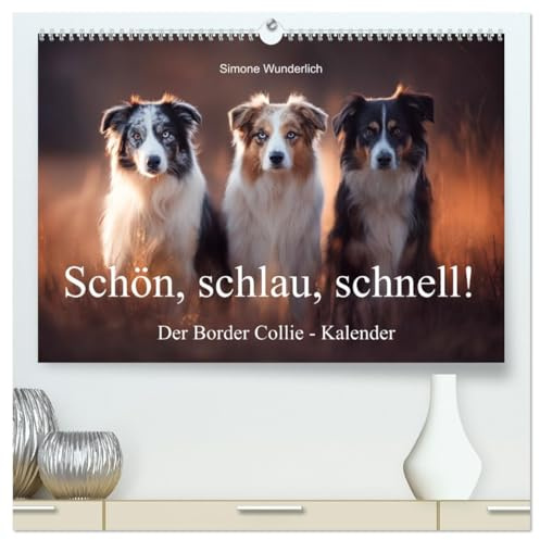 Schön, schlau, schnell! - Der Border Collie - Kalender (hochwertiger Premium Wandkalender 2026 DIN A2 quer), Kunstdruck in Hochglanz: Border Collies: Geniale Pfoten und kluge Köpfe! (CALVENDO Tiere)