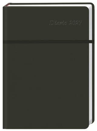 Diario Wochen-Kalenderbuch A6, schwarz 2027: Schwarzer Terminkalender 2027. Buch-Kalender mit Lesebändchen und Gummiband. Taschenkalender zum Planen von Terminen.